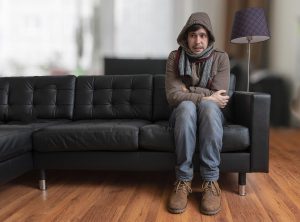 freezing indoor male sofa